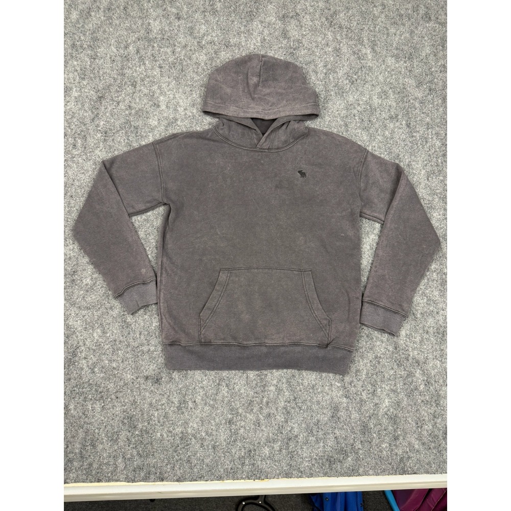 Abercrombie Kids A&F Essentials Relaxed Fit Hoodie Grey Mineral Wash Size 13/14